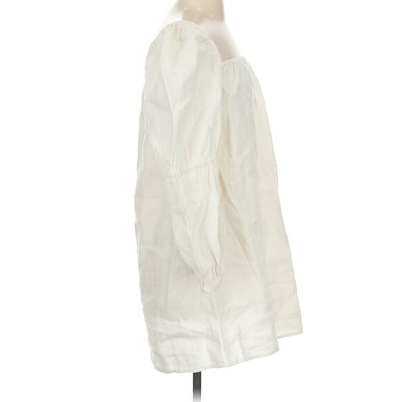 Reformation 100% Linen Winter White Long Sleeve Jerri Linen Dress Mini Small - Picture 5 of 11